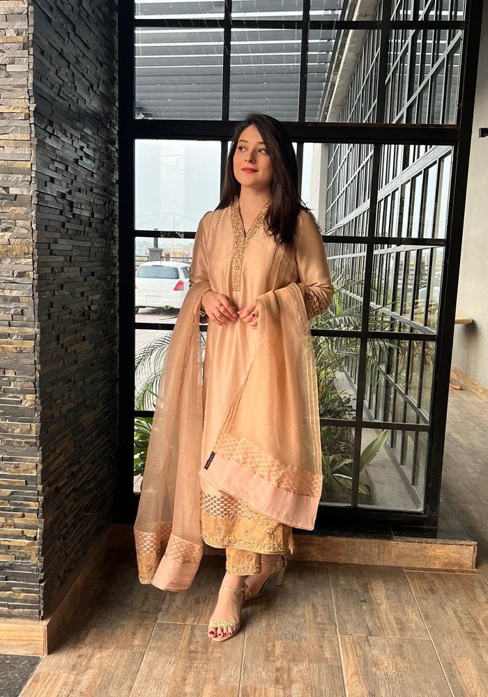 Sabeen Farooq wearing Custom festive ensemble by Virsaay